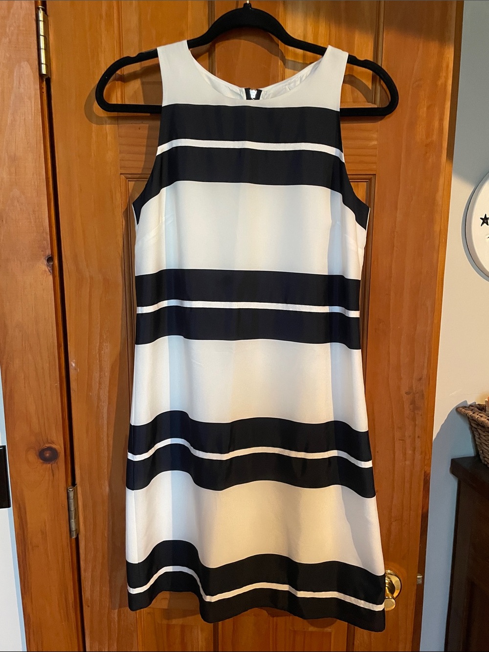 Ann Taylor Black & White Striped Sleeveless Shift Dress
